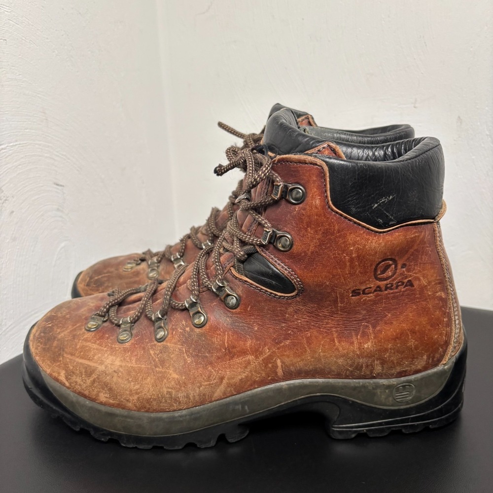 Scarpa Brown Leather Hiking Boots Size 45/11.5 Men's Women's 12.5 Made in Italy